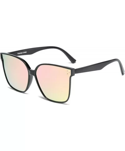 Oversized Square Polarized Sunglasses For Women With Rivets Retro Vintage UV Protection - CY190EIW24E $22.72 Rectangular