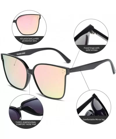 Oversized Square Polarized Sunglasses For Women With Rivets Retro Vintage UV Protection - CY190EIW24E $22.72 Rectangular