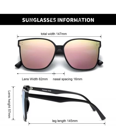 Oversized Square Polarized Sunglasses For Women With Rivets Retro Vintage UV Protection - CY190EIW24E $22.72 Rectangular