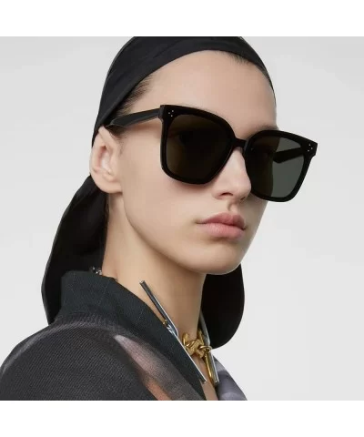 Oversized Square Polarized Sunglasses For Women With Rivets Retro Vintage UV Protection - CY190EIW24E $22.72 Rectangular