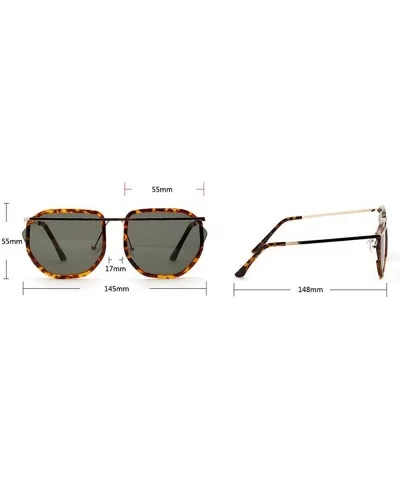 2019 new retro round double beam polygon unisex luxury brand designer sunglasses UV400 - Leopard - C818R9LUU05 $19.42 Round