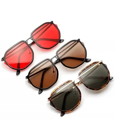 2019 new retro round double beam polygon unisex luxury brand designer sunglasses UV400 - Leopard - C818R9LUU05 $19.42 Round