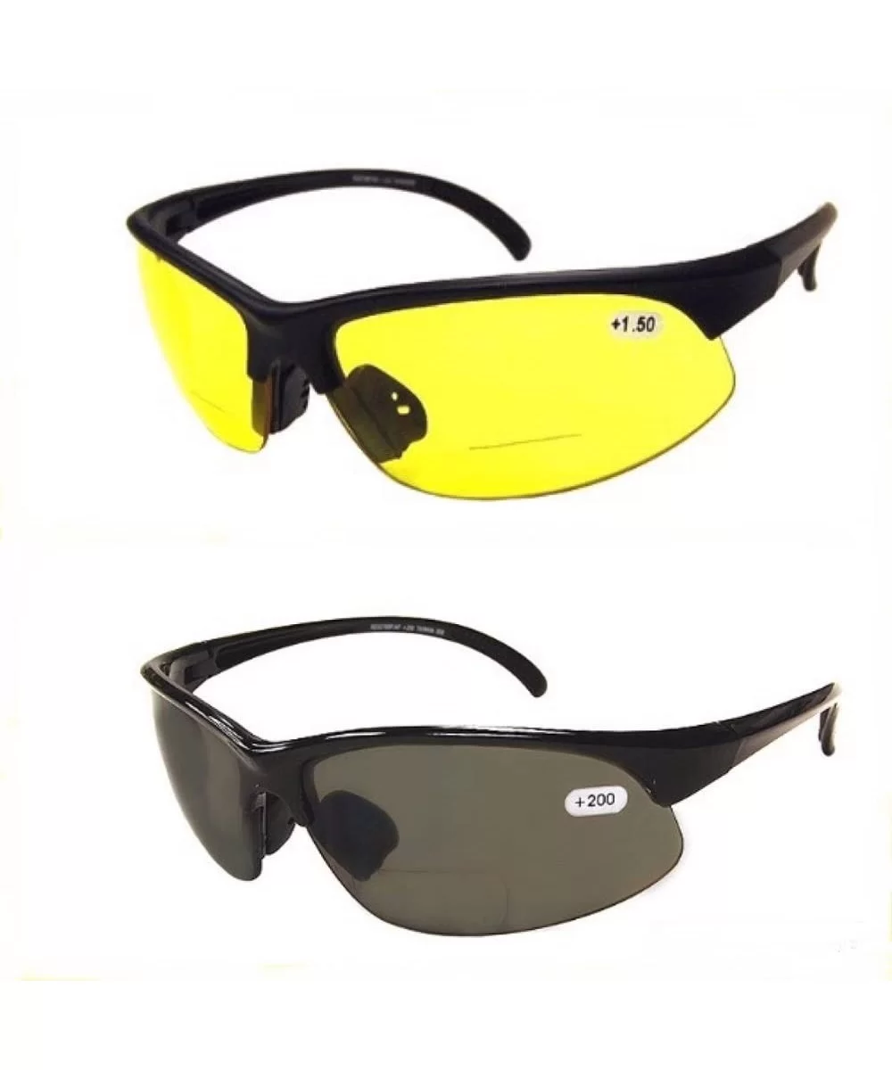 2 Pair of Bifocal Half Rim Sports Style - Yellow/Smoke Lens - Outdoor Reading Sunglasses - Black/Yellow - C512DS92KSL $29.74 ...