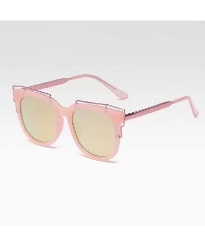 Vintage Cat Eye Sunglasses Colorful Polarized Sunglasses One Piece Unisex for Party Gifts - Pink - CQ190HUDOYY $19.86 Rimless