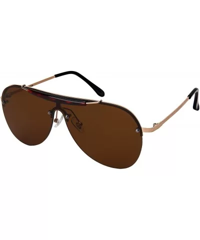 Sweat Bar Flat Top Aviator Sunglasses Men Women Mono Lens 55704-FLAP - Tortoise Frame/Brown Lens - CW18KCTG2KG $12.68 Aviator