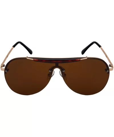 Sweat Bar Flat Top Aviator Sunglasses Men Women Mono Lens 55704-FLAP - Tortoise Frame/Brown Lens - CW18KCTG2KG $12.68 Aviator