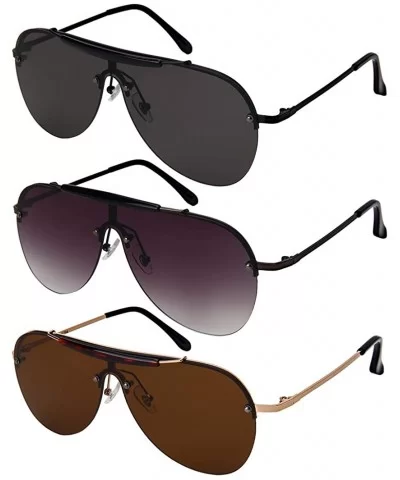 Sweat Bar Flat Top Aviator Sunglasses Men Women Mono Lens 55704-FLAP - Tortoise Frame/Brown Lens - CW18KCTG2KG $12.68 Aviator