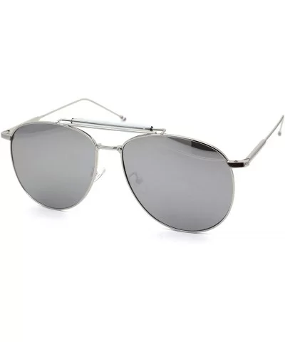 Pop Color Mirror Lens Oversize Tear Drop Pilots Metal Rim Sunglasses - Silver Mirror - C618Z6TT5HO $20.16 Oversized