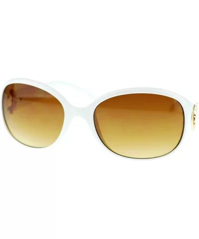 Metal Chain Thick Plastic Round Oval Womens Designer Fashion Sunglasses - White Gold - C811OL5TUSP $13.10 Oval