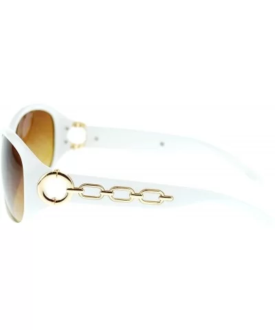 Metal Chain Thick Plastic Round Oval Womens Designer Fashion Sunglasses - White Gold - C811OL5TUSP $13.10 Oval