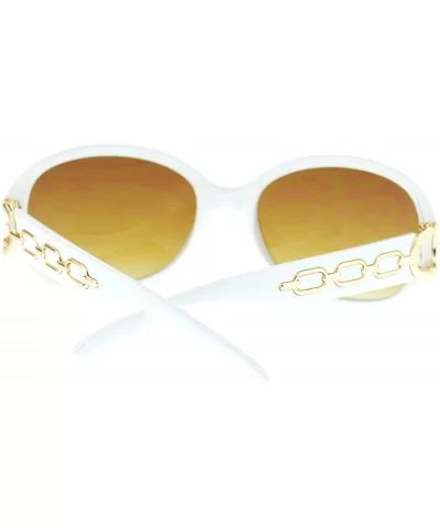 Metal Chain Thick Plastic Round Oval Womens Designer Fashion Sunglasses - White Gold - C811OL5TUSP $13.10 Oval