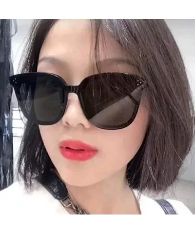 Retro Oversized Round Sunglasses Horn Rimmed Non Polarized Lens - Black Frame Black Lens - C518S5UG76U $12.47 Oversized