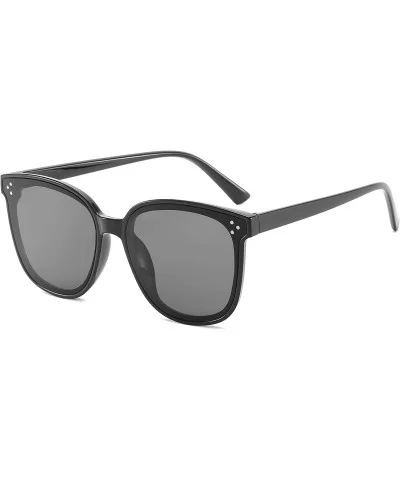 Retro Oversized Round Sunglasses Horn Rimmed Non Polarized Lens - Black Frame Black Lens - C518S5UG76U $12.47 Oversized