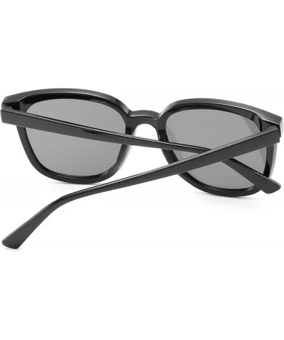 Retro Oversized Round Sunglasses Horn Rimmed Non Polarized Lens - Black Frame Black Lens - C518S5UG76U $12.47 Oversized