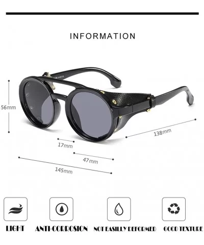 Round Punk Sunglasses-Trendy Stud Glasses Men and Women Sunglasses - C3 Bright Black / Full Tea - C01908GC3QQ $33.63 Round