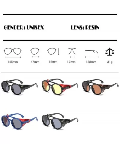 Round Punk Sunglasses-Trendy Stud Glasses Men and Women Sunglasses - C3 Bright Black / Full Tea - C01908GC3QQ $33.63 Round