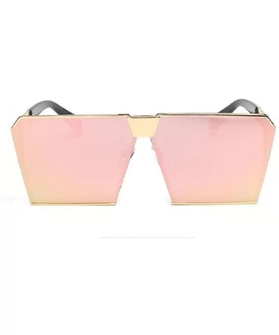 Oversized Square Sunglasses Metal Frame Flat Top Sunglasses - Pink - C5184RMW6O9 $13.31 Oversized