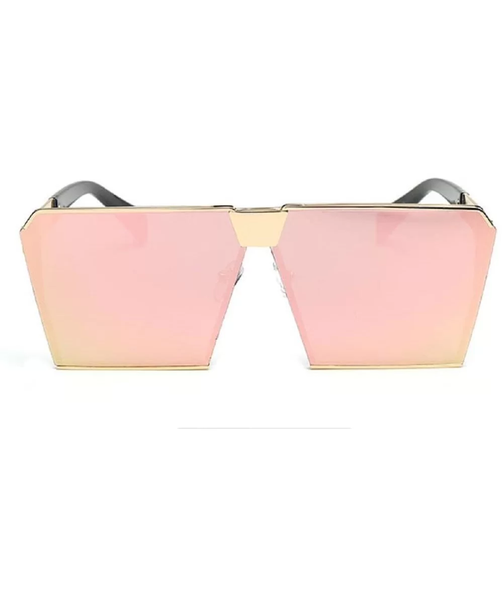 Oversized Square Sunglasses Metal Frame Flat Top Sunglasses - Pink - C5184RMW6O9 $13.31 Oversized