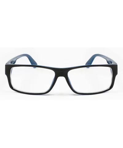 "Kayden" Retro Unisex Plastic Fashion Clear Lens Glasses - Black/Dark Blue - CO11BO9805P $11.29 Square