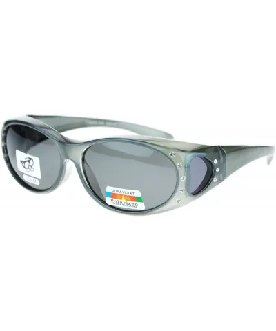 Womens Rhinestone Polarized Oval Lens Fit Over Sunglasses - Grey - CQ11QLSE0UN $14.05 Oval