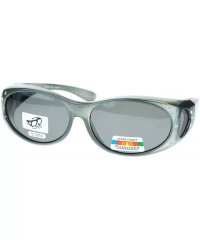 Womens Rhinestone Polarized Oval Lens Fit Over Sunglasses - Grey - CQ11QLSE0UN $14.05 Oval