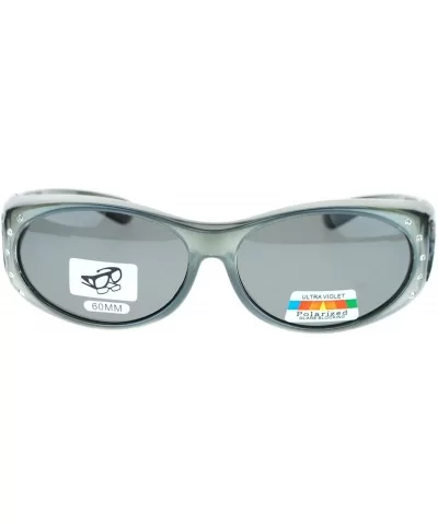 Womens Rhinestone Polarized Oval Lens Fit Over Sunglasses - Grey - CQ11QLSE0UN $14.05 Oval