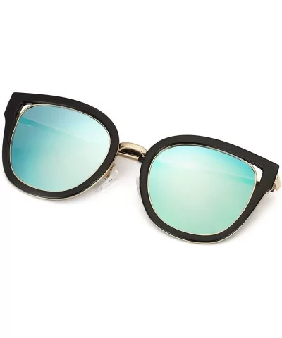 Oversized Cateye Sunglasses Polarized Gradient Mirrored Lens 100% UV400 Protection - K1812black Blue - CZ18UU2SZ9E $24.05 Ove...