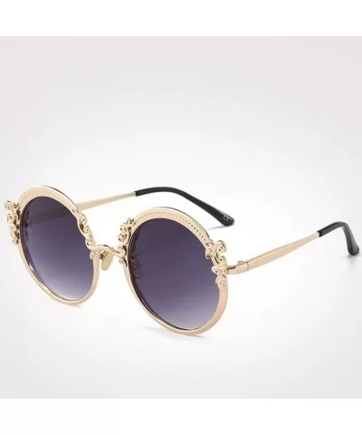 Steampunk Round Sunglasses Women Men Gold Frame Vintage Sun Glasses Ladies - Silver Pink - CY18W7HNHTT $46.14 Oversized