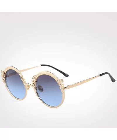 Steampunk Round Sunglasses Women Men Gold Frame Vintage Sun Glasses Ladies - Silver Pink - CY18W7HNHTT $46.14 Oversized