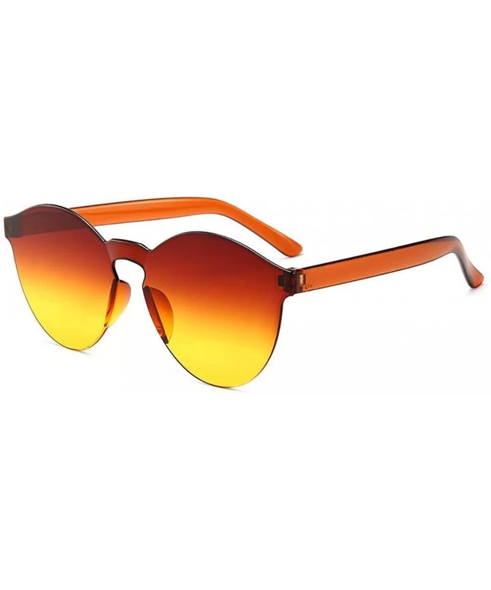 Unisex Fashion Candy Colors Round Outdoor Sunglasses - Orange Yellow - CK199AZX0MN $29.13 Round