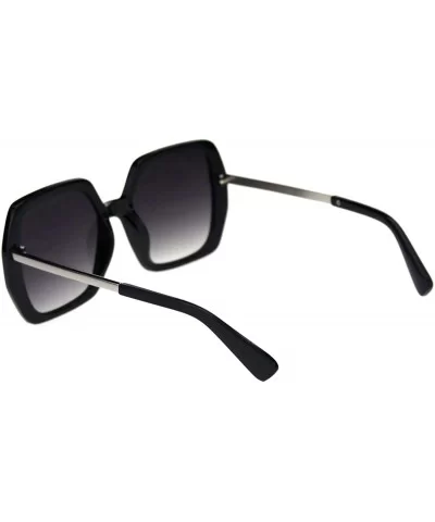 Womens Oversized Square Sunglasses Classic Designer Style UV 400 - Black Silver (Smoke) - C718AT34MH9 $16.73 Square