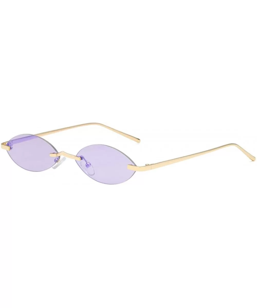 Unisex Fashion Metal Frame Oval Candy Colors small Sunglasses UV400 - Purple - CE18N0Z7A95 $13.54 Oval