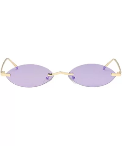 Unisex Fashion Metal Frame Oval Candy Colors small Sunglasses UV400 - Purple - CE18N0Z7A95 $13.54 Oval