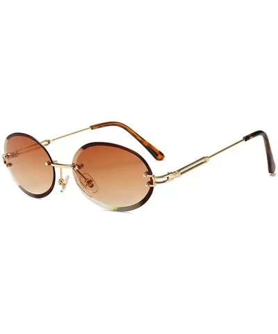 Oval Trimming Sunglasses for Women Rimless Gradient Shades UV400 - C4 - C31900ZKGEQ $18.57 Oval