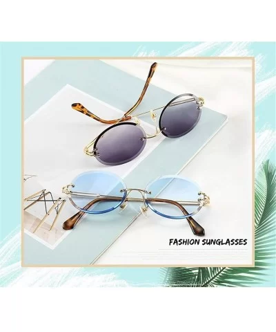 Oval Trimming Sunglasses for Women Rimless Gradient Shades UV400 - C4 - C31900ZKGEQ $18.57 Oval