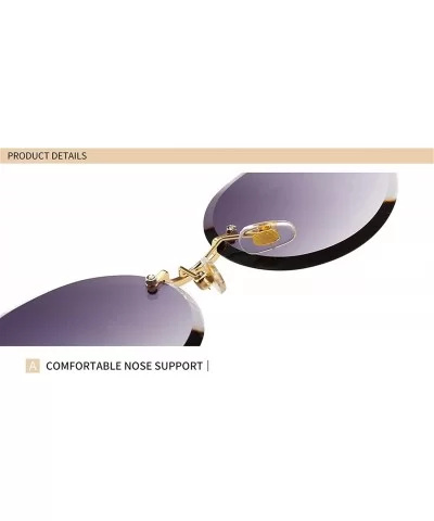 Oval Trimming Sunglasses for Women Rimless Gradient Shades UV400 - C4 - C31900ZKGEQ $18.57 Oval