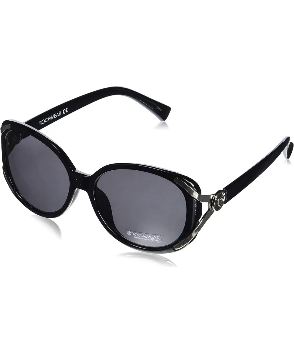 Women's R3277 Round Vented Sunglasses with 100% UV Protection - 65 mm - Black - CZ18O306WEG $66.44 Shield