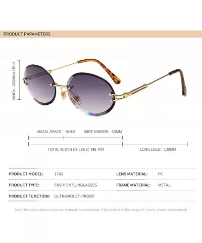 Oval Trimming Sunglasses for Women Rimless Gradient Shades UV400 - C4 - C31900ZKGEQ $18.57 Oval