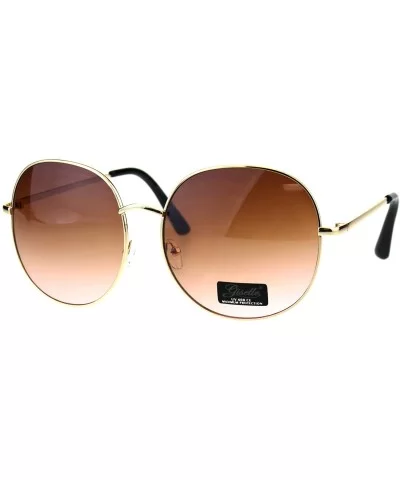 Womens Luxury Designer Oversize Round Metal Rim Gradient Sunglasses - Gold Brown Pink - CT18EQ89LWG $12.86 Rectangular