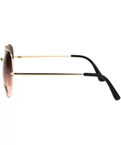 Womens Luxury Designer Oversize Round Metal Rim Gradient Sunglasses - Gold Brown Pink - CT18EQ89LWG $12.86 Rectangular