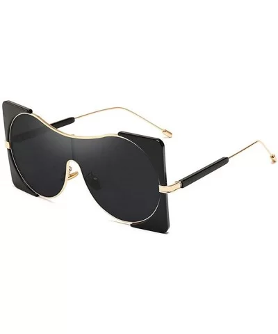 New Women Oversized Square Sunglasses Conjoined Punk Alloy Frame Gradient Hip Hop Glasses Eyewear - Black - CV18NLKGENH $18.7...