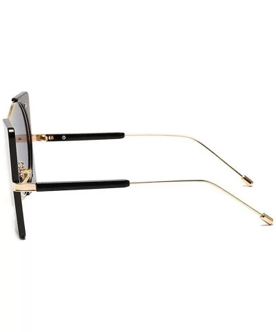 New Women Oversized Square Sunglasses Conjoined Punk Alloy Frame Gradient Hip Hop Glasses Eyewear - Black - CV18NLKGENH $18.7...