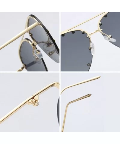 Male and female half frame fashion sunglasses retro rivet sunglasses - Green - C918EWXHA39 $15.08 Semi-rimless