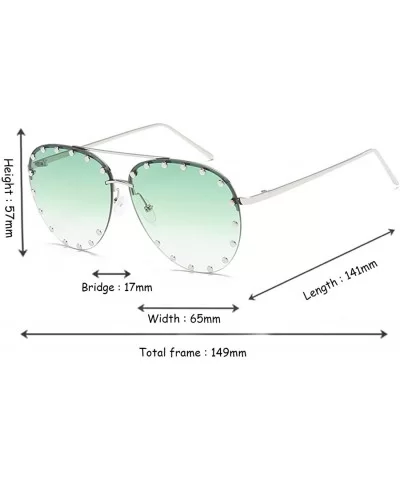 Male and female half frame fashion sunglasses retro rivet sunglasses - Green - C918EWXHA39 $15.08 Semi-rimless