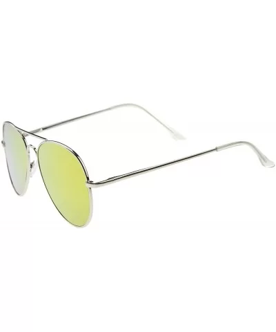 Small Full Metal Color Mirror Teardrop Flat Lens Aviator Sunglasses 56mm - Silver / Orange Mirror - C612K5F94CB $14.36 Aviator