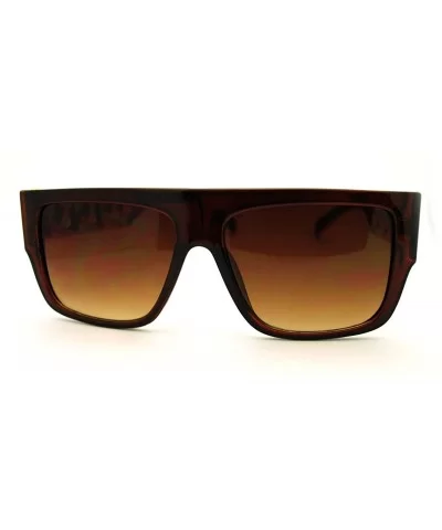 Thick Gold Chain Designer Celebrity Sunglasses Bold Square Plastic Frame - Brown - CM11GAXY6P7 $12.94 Oversized