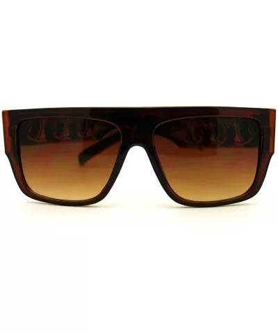 Thick Gold Chain Designer Celebrity Sunglasses Bold Square Plastic Frame - Brown - CM11GAXY6P7 $12.94 Oversized