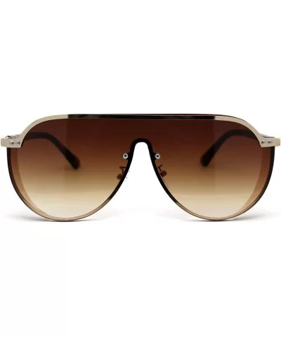 Flat Top Shield Large Racer Exposed Lens Metal Sunglasses - Gold Tortoise Brown - CD193GSX8HG $20.71 Shield