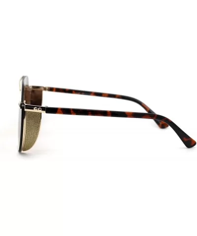 Flat Top Shield Large Racer Exposed Lens Metal Sunglasses - Gold Tortoise Brown - CD193GSX8HG $20.71 Shield