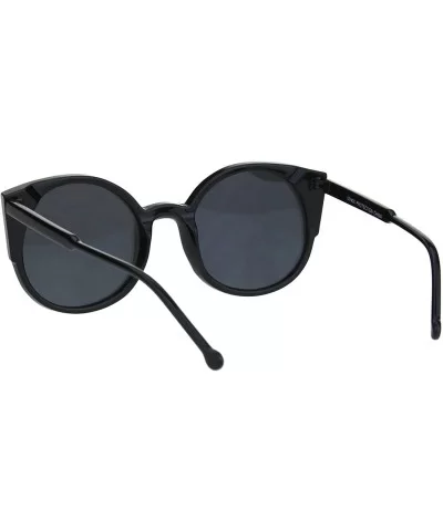 Womens Round Cateye Sunglasses Trendy Retro Fashion Shades Mirror Lens UV 400 - Black (Silver Mirror) - CC18I8T2O3D $14.09 Round